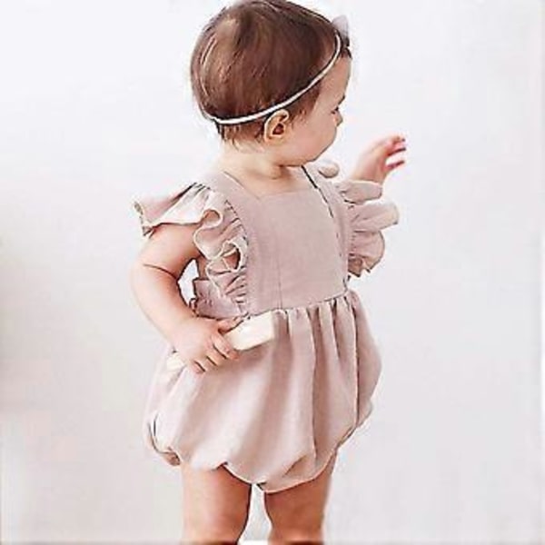 Underbar Nyfödd Baby Flicka Sparkdräkt Volang Bodysuit Jumpsuit Sommarkläder Baby Utomhusklänning för Baby Flickor Flera storlekar Vinröd 90(90 Vinröd)
