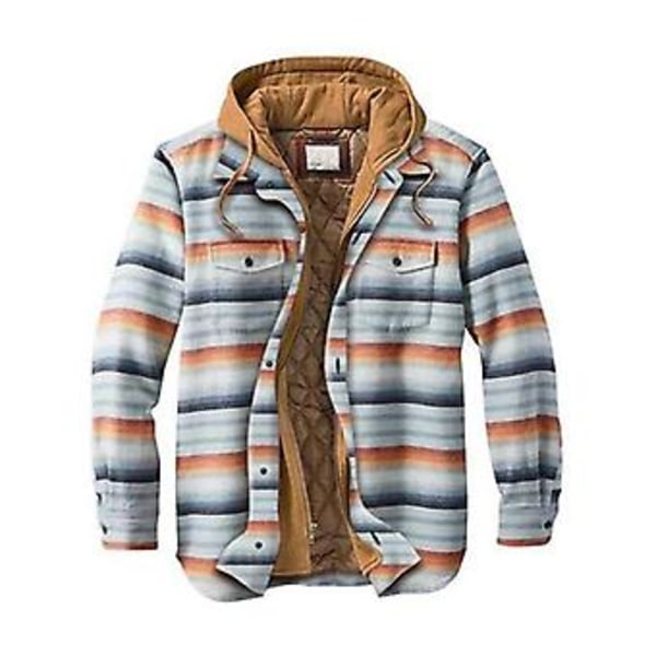Mænds Varme Quiltet Foret Bomuldsjakker Med Hætte Knapper Ned Lynlås Langærmet Ternet Jakker (3XL Farve 26)