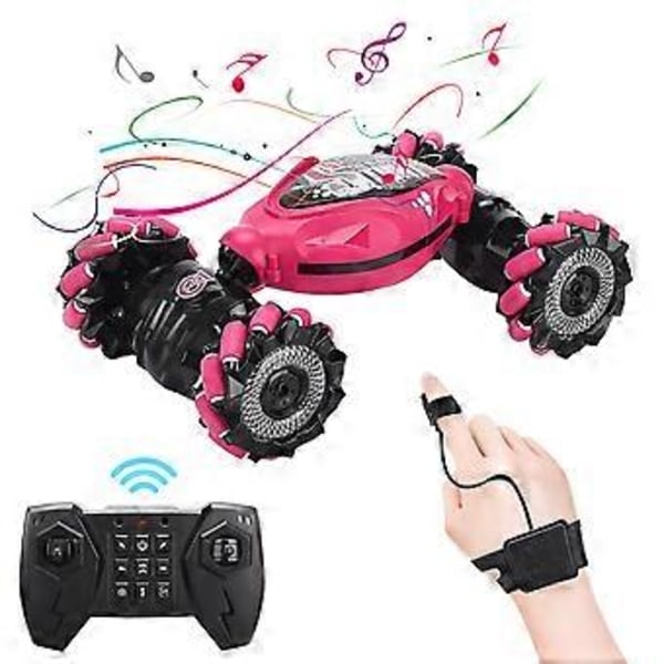 100% UUSI, Kauko-ohjattava auto pojille aikuisille, kädellä ohjattava RC-auto, maastoautot pojille, eleohjattava RC-stunttiauto 360 asteen käännöksillä (punainen)
