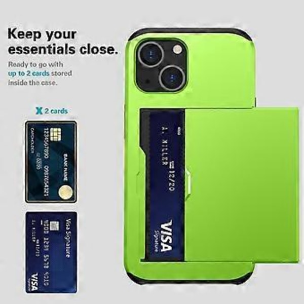 Korttikotelopuhelin Kotelo iPhone 15 Plus:lle, TPU+PC Kaksoiskerrosinen Iskunvaimennuspuhelin Kotelo