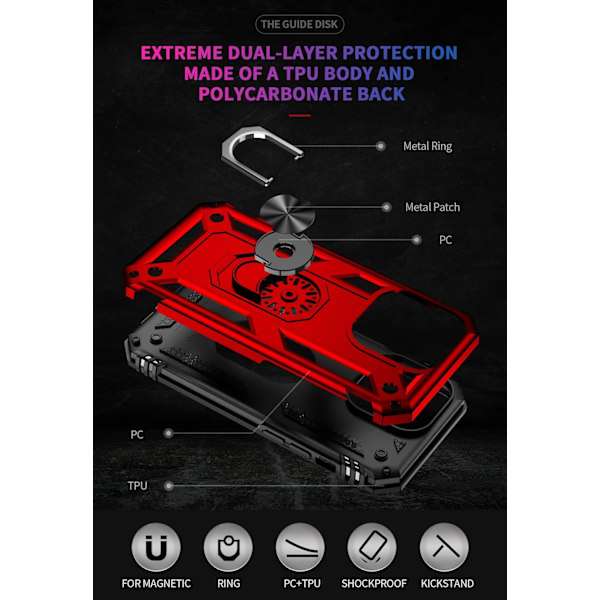 iPhone 14 Pro Etui, Ekstrem Beskyttelse Militær Rustning Dobbelt Lag