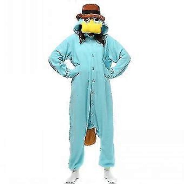 Unisex Perry E Platypus Kostumer Onesies Monster Cosplay Pyjamas Voksne Pyjamas Dyr Nattøj Jumpsuit Z (M*platypus Lyseblå)