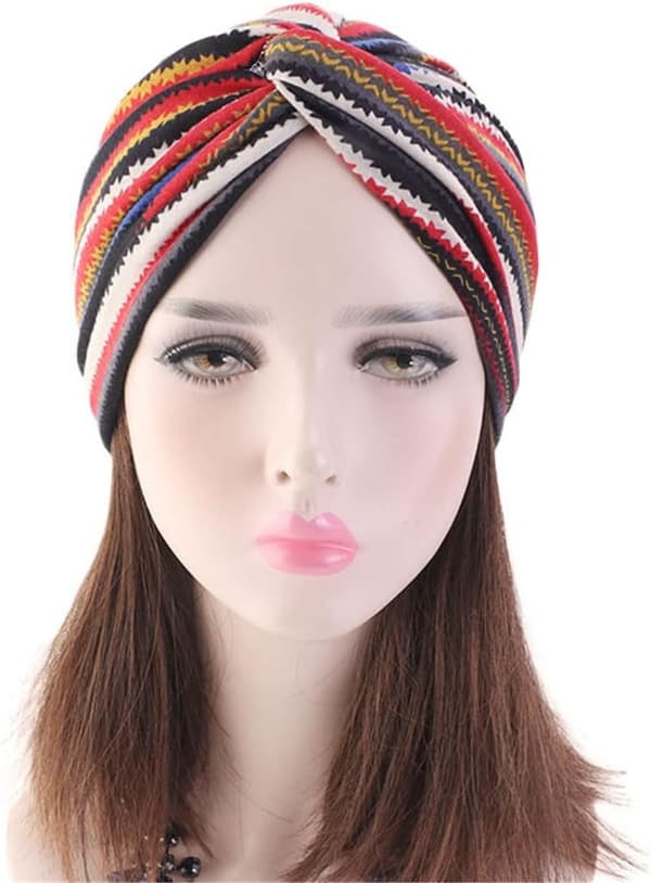 Kvinde Elastisk Bohemian Chemo Turban, Nat Hue, Kvinde Chemo Cap