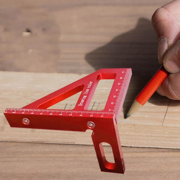 (Rød) Tømmermannsvinkel Protractor, 3D Multi Vinkel Måler Linjal