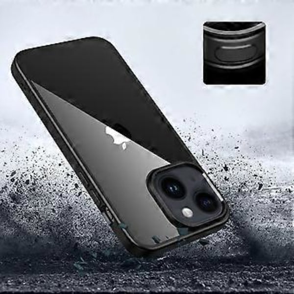 iPhone 15 Plus:lle läpinäkyvä PC-takaosa + TPU-kehys suojakotelo matkapuhelimelle (tyyli A)
