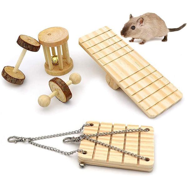 Blå dröm tuggleksaker för hamster 10-pack tuggleksaker i trä