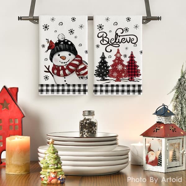 2-delat set med julmönstrade diskhanddukar, 40 x 60 cm disktrasor – Stil 52