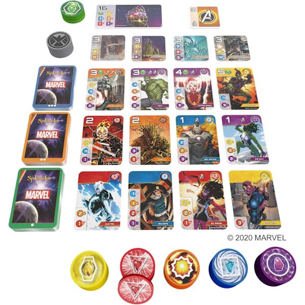 Marvel Splendor Brädspel - Strategispel för Barn och Vuxna, Roligt Familjespelkväll Underhållning, Ålder 10+, 2-4 Spelare, 30 Minuters Spelstid