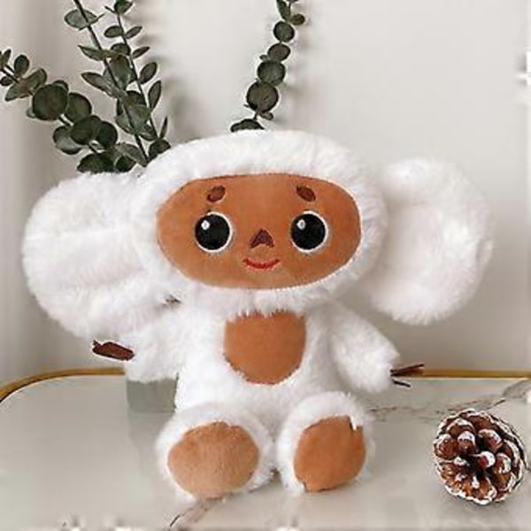 Cheburashka Apina Pehmoinen Isokorvainen Apina Pehmolelu Nuken Lapselle Syntymäpäivä Joululahjaksi (38cm Valkoinen)