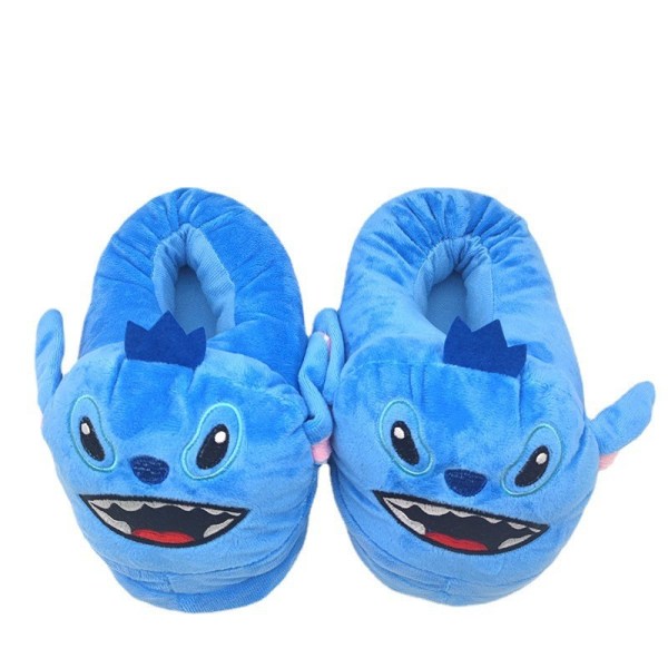 （Blue） Cartoon Cute Indoor Slippers - Winter Soft Warm Plush Home Shoes - Unisex Emoji Slippers for