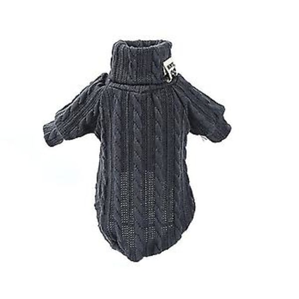 Vinterhundströja Turtleneck Enfärgad Hundkläder Varm Bomull För Valp Små Mellanstora Hundar Tröja Jacka Chihuahua Teddy 9 Rökgrå (L )