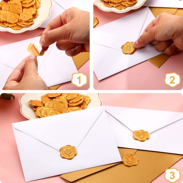 5 stk voksforseglingsstempel, livets tre-forsegling, gullkonvolutt voksforsegling S