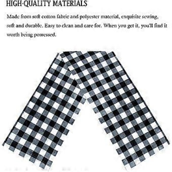 Buffalo Check Bordløber Bomuld Rød og Sort Tartan Klassisk Stilfuld Design til Familiemiddag Jul Ferie Fødselsdag (14 x 108 Tommer)