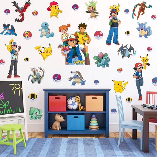 Blå dröm Pikachu 3D strid Tyrannosaurus barn sovrum väggdekal
