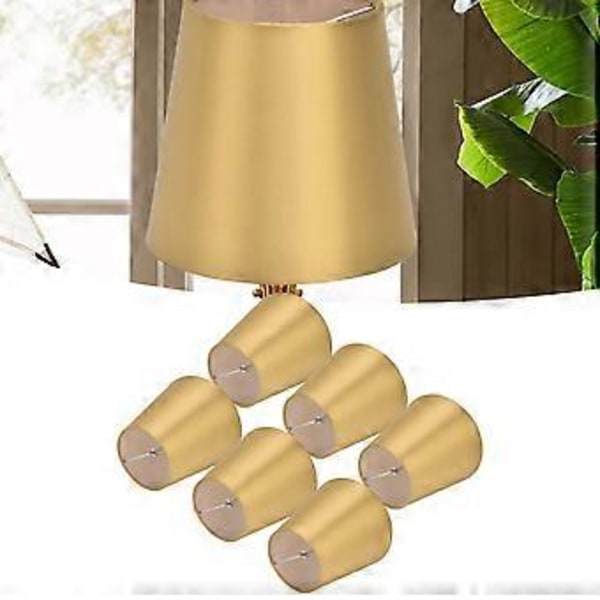 6 STK. E14 Lampeskærm Stof Lampeskærm Bordlampe Loftlampe Skærm til Soveværelse Stue Guld PX153
