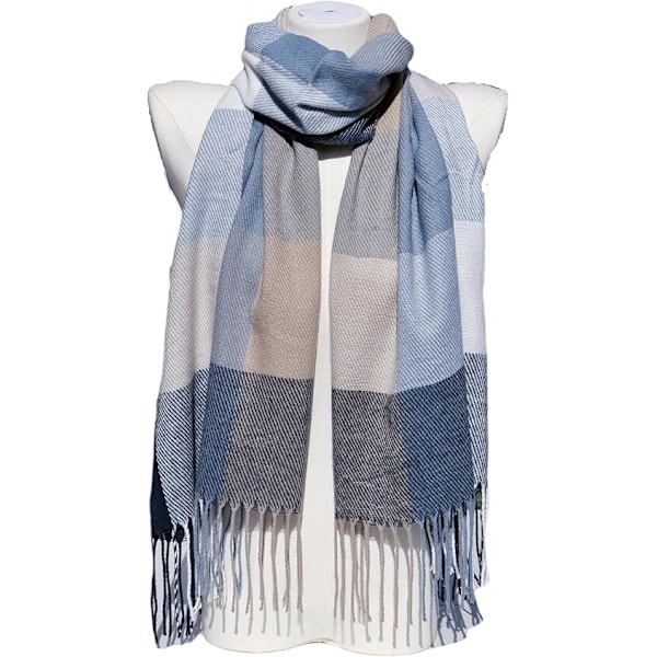 Dametøjsscarf Langt Sjal Vinter Tyk Varmt Strikket Stort Tartan Sjal