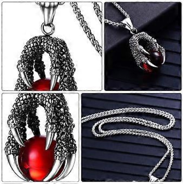 1 kpl Ruostumattomasta teräksestä valmistettu miesten choker luova lohikäärmeen kynsi riipus kaulakoru koriste