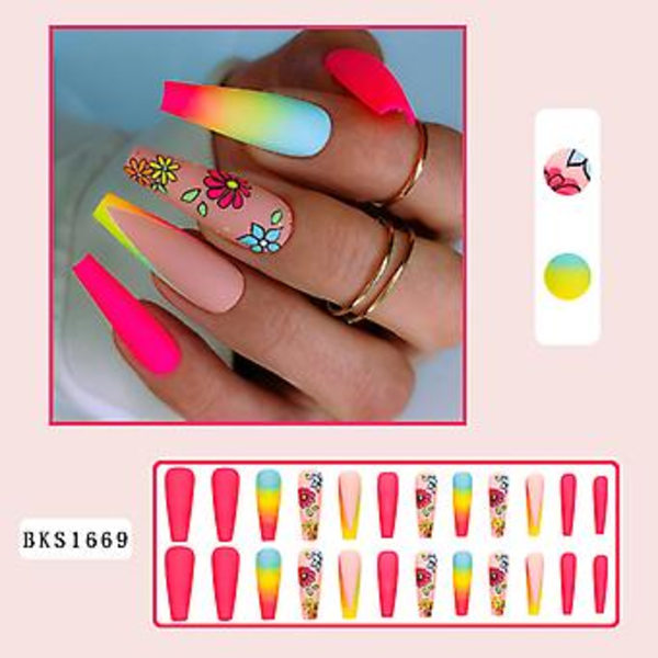 24 stk Trykk-på Kunstige Negl Acrylic Negl Falske Lim-på Acrylic Negl Luksuriøse Glamor Negl For Kvinner Jenter Elegant Og Stilig Passer For Alle Anledninger