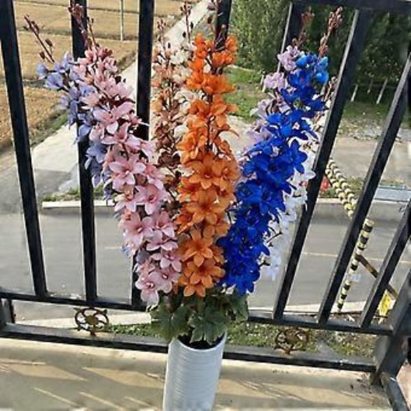 1 Gren Kunstig Blomst Ingen Vanning Lett Falsk Lang Stilk Delphinium Simuleringsblomst Hjemmeinnredning for Kontor Qinhai(Rød)