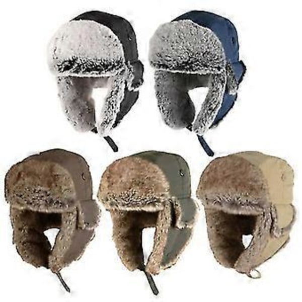 Taslan Ushanka Trapperhatt - Fuskepelsforet russisk stil varm vinterlue (Jujube farge)
