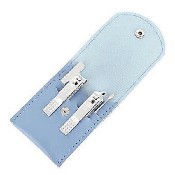 4 st Professionell Pedikyr Kit med Väska Rostfritt Stål Manikyr Pedikyr Set med Öronvax Rengöringsverktyg (Blå A)