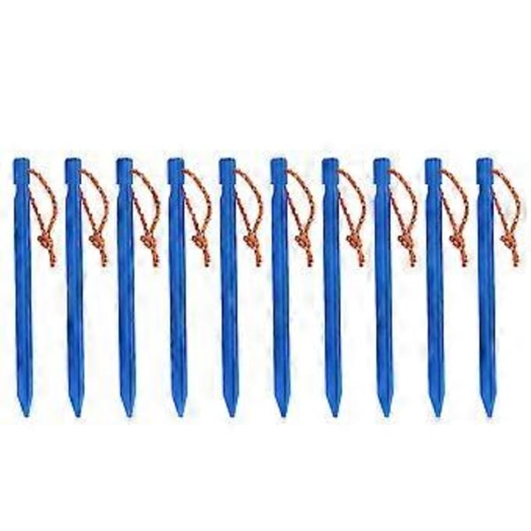 10 STK Trekantet Jordspyd i Aluminiumlegering, Holdbart Jordspyd af Høj Kvalitet til Vandreture og Camping (Royal Blue)
