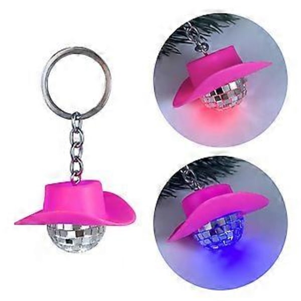 Mini Discopalloavaimenperät Cowboy-hattu Discopallokoristeet Auton avaimenperä LED Mini Discopallokoristeet Juhlapalvelus