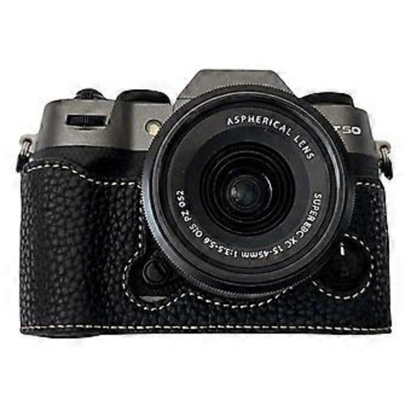 Kamerahölster för Fujifilm X-T50 med Stort Utskärning, Litchi-Texturerat PU-Läder, Skyddande Omslag (Stil C)