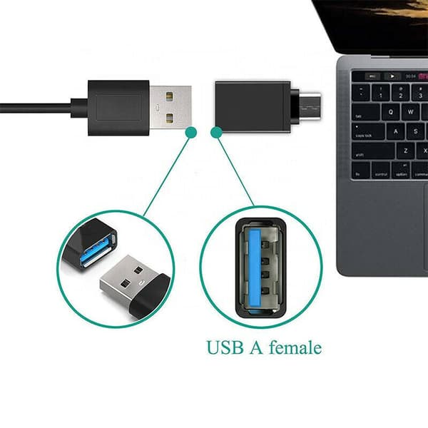 Erittäin nopea USB C - USB 3.0 -sovitin musta