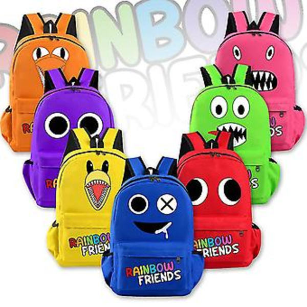 Rainbow Friends Skoletaske Dreng Rygsæk Pige Bogtaske Børnegave (Lyseblå)