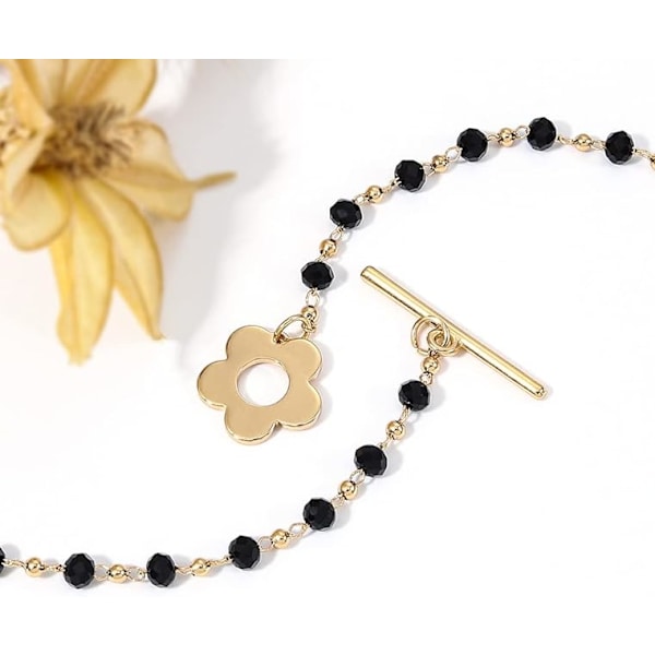 Beige (guld) Guld Blomster Lariat Lås Halskæde Seed Bead Halskæde
