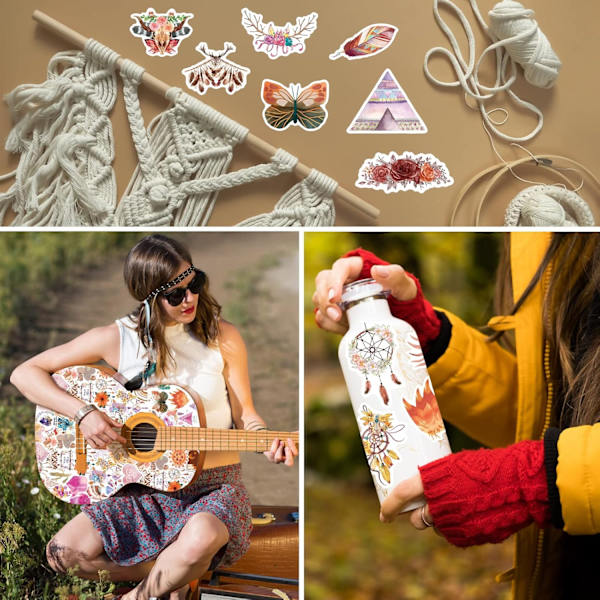 Boho Stickers, 50 stk. Søde Æstetiske Boho Vandfaste Stickers, Viny*