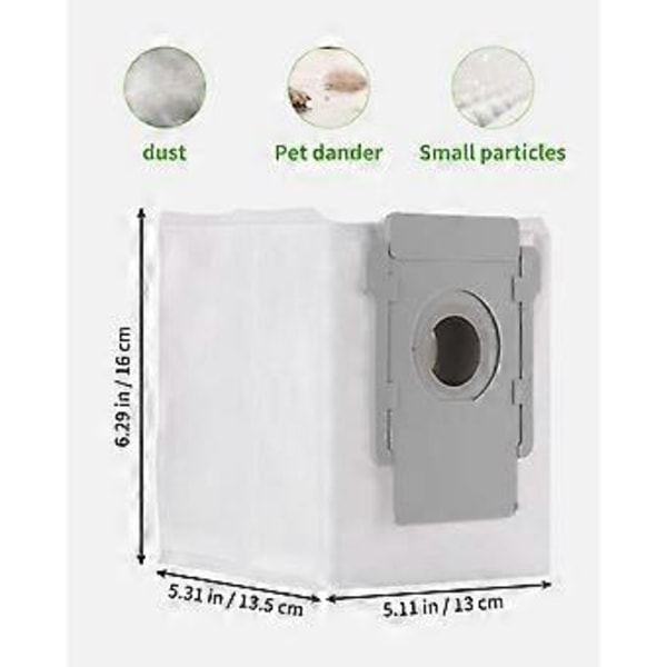 12-pack kompatibla ersättningspåsar för iRobot i7 i7+ / i7 Plus E5 E6 E7 S9, dammsugartillbehör för Roomba i7, för dammsugare