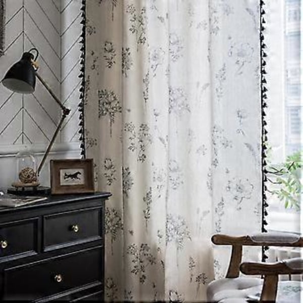 Sauva-taskuikkunaverho Vintage Rustic Bohemian Ranskalaistyylinen Maalaistalo Puolihimmennetty Painettu Verho Makuuhuoneeseen, 1 Paneeli 59\" L x 84\" K