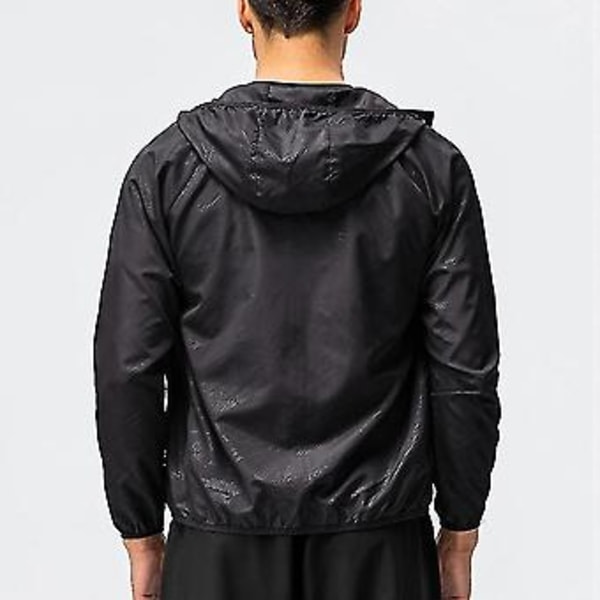 Mænd Letvægts Casual Jakke Combat Udendørs Vandreture Hættetrøje Frakke Overtøj Tops-r (2XL Sort)