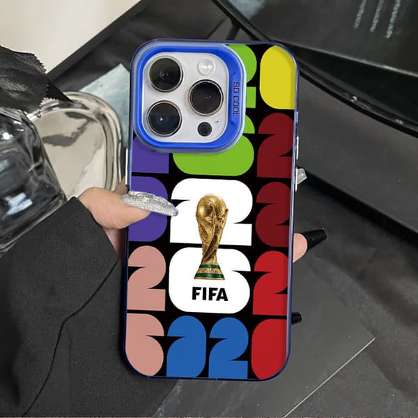 2026 World Cup telefondeksel, kompatibel med iPhone 14 Pro Max - Blå