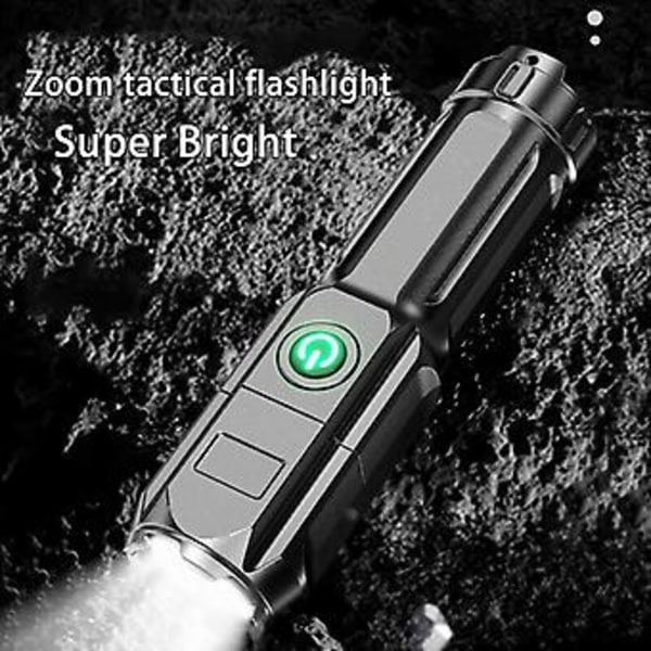 Superstark LED Taktisk Ficklampa Zoombar Uppladdningsbar Camping Vandring ( )