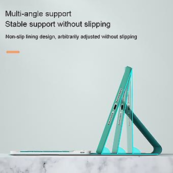 HK006 Neliömäiset Näppäimet Irrotettava Bluetooth-Näppäimistö Nahkakotelo (Musta Valkoinen)