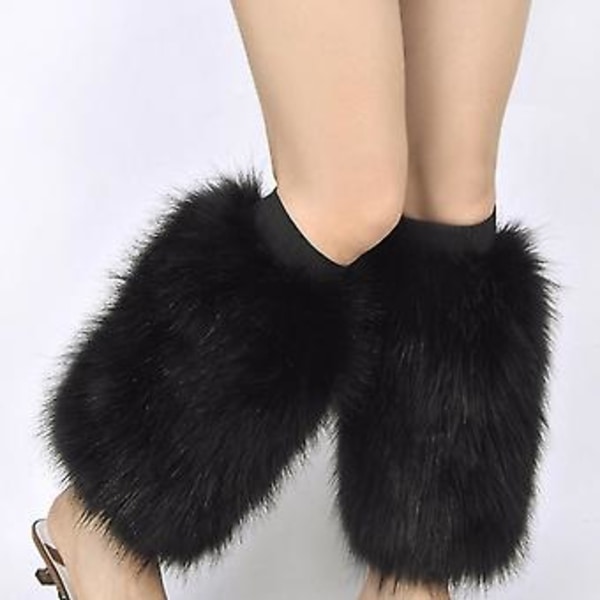 Dam Benfals Legwarmers Stövlskydd Vibrerande Neon Päls Plysch Leggingsöverdrag (Vit färg)