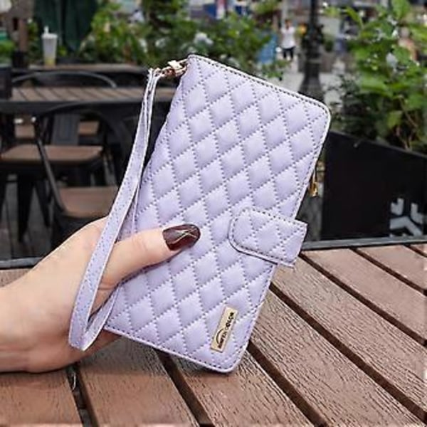 Wallet Lynlås Etui Kompatibelt Med Samsung Galaxy Z Fold 4, PU Læder Cover Med Håndledsrem & Kortholder