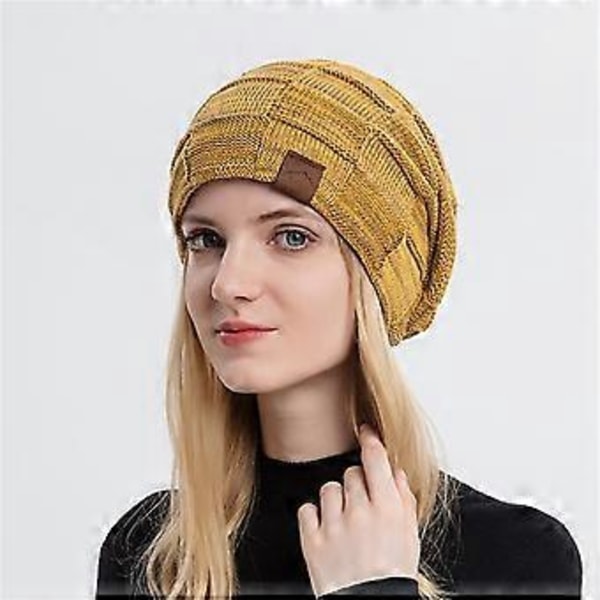 Elastiske Beanies Hue med Tyk Plysforing Vindtæt Hue til Kvinder Piger Hold Ørerne Varme Beanies Koldt Vejr Forsyninger blandet grå (blandet grå)