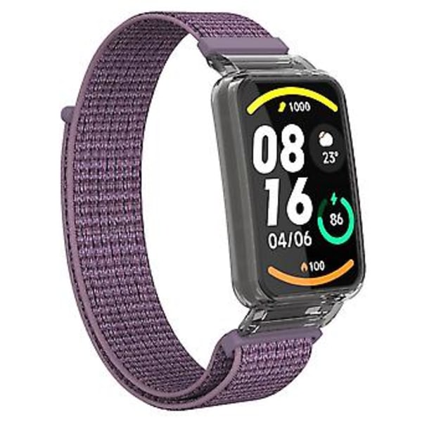 PC-etui + Nylon Loop-rem til Xiaomi Mi Band 7 Pro (Lilla)