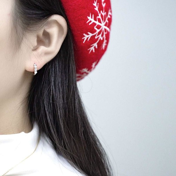 Cubic Zirconia Sleeper Små Hoops Øreringe til Damer Pige Brusk