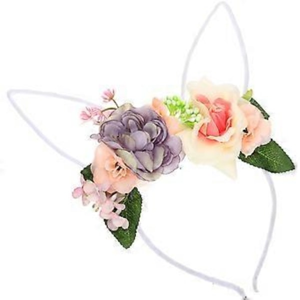 Blomsterdiadem Påskfest Huvudbonad Kaninöron Hårband Dekor Håraccessoar