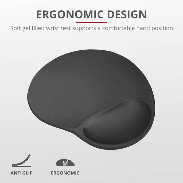 Musematte, ergonomisk, med gel håndleddstøtte, sklisikker base, mikrofi