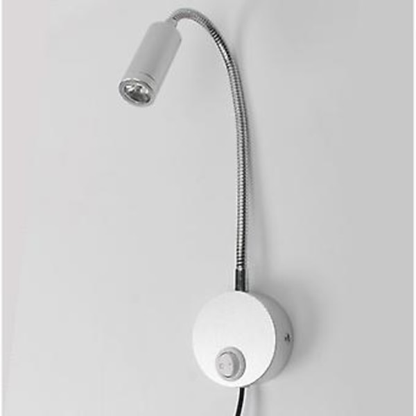 LED hodegavl vegglampe, fleksibel svanehalslampe med stikkontakt, 3W vegglampe for nattbordlesing, soverom