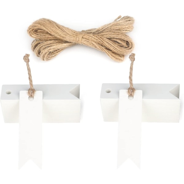 Kraftpappersetiketter 7x2cm Presentlappar, 100 st och Jutesnöre, för