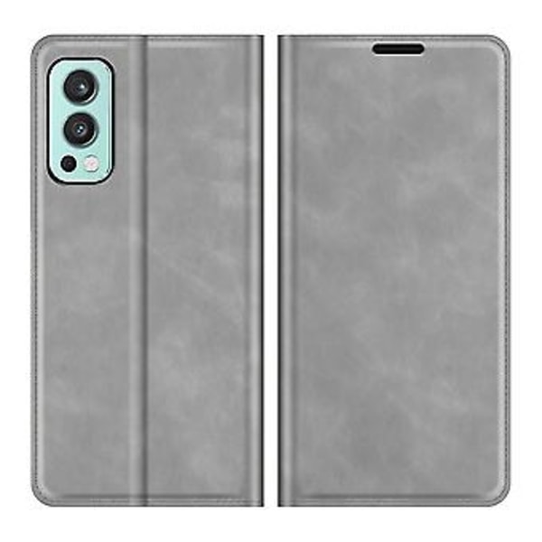 Til OnePlus Nord 2 5G Magnetisk Sugning Læderetui (Grå)