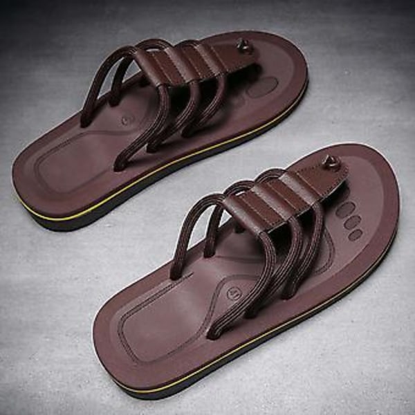 Casual Clip-toe Tofflor för Män Bekväma Halkfria Utomhusskor för Vandring (41 Kaki)