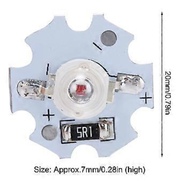 25 st 5V LED-chip 200LM 3W Högeffekts LED-lampor för DIY-belysningRött ljus 620625NM